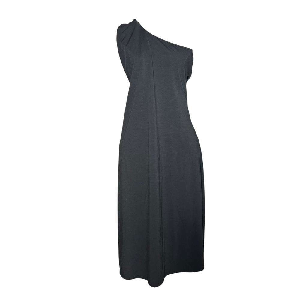 Express One Shoulder Black Midi Dress Minimalist Cocktail XL Whimsigoth NEW